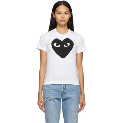 Shop Comme Des Garçons Play White & Black Large Heart T-shirt