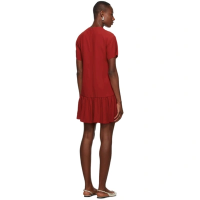 Shop Red Valentino Red Satin Ruffle T-shirt Dress In D05 Dpred