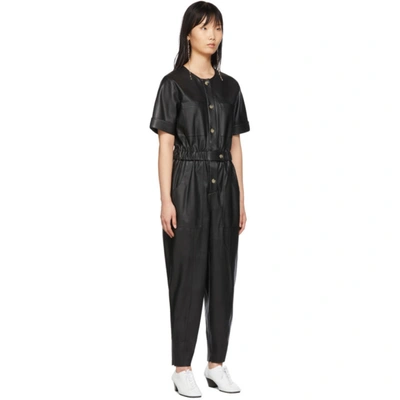 Shop Aeron Black Faux-leather Dilone Jumpsuit In 002 Black