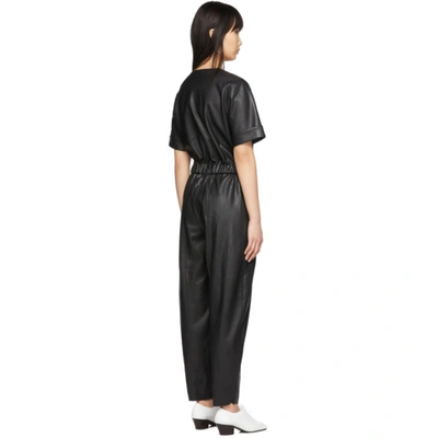 Shop Aeron Black Faux-leather Dilone Jumpsuit In 002 Black