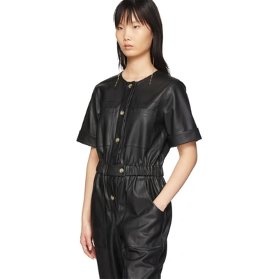 Shop Aeron Black Faux-leather Dilone Jumpsuit In 002 Black