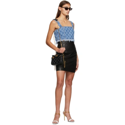Shop Balmain Black Leather Quilted Skirt In 0pa Blk