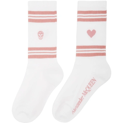 Shop Alexander Mcqueen White And Pink Stripe Socks In 9072 Wt/pik