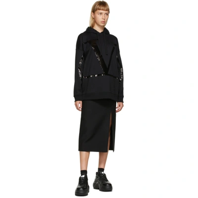 Shop Valentino Black Vlogo Sequin Hoodie In 0no Nero