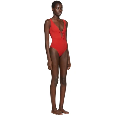 Shop Rudi Gernreich Red Plunge One-piece Swimsuit