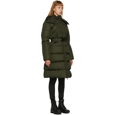 Shop Moncler Khaki Down Belted Agot Coat In 833 Olive M