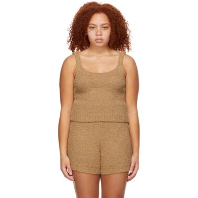 Shop Skims Brown Knit Cozy Top In Camel