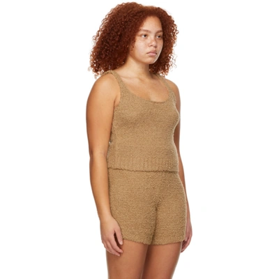 Shop Skims Brown Knit Cozy Top In Camel