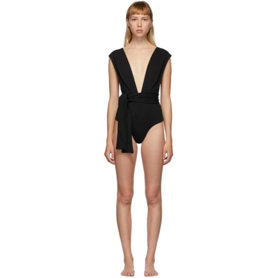 Shop Haight Black Crepe V One-piece Swimsuit In 0001 Black