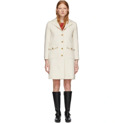 Shop Gucci Off-white Wool Single-breasted Coat In 9205 Garden