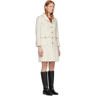 Shop Gucci Off-white Wool Single-breasted Coat In 9205 Garden