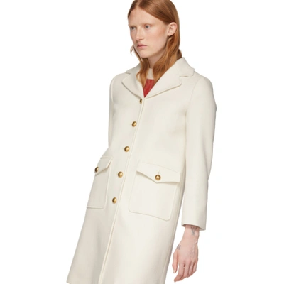 Shop Gucci Off-white Wool Single-breasted Coat In 9205 Garden