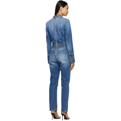 Shop Balmain Blue Denim Vintage Jumpsuit In 6ff Denim