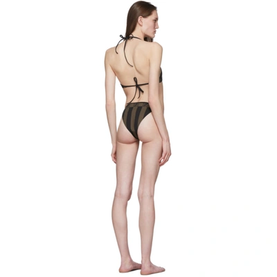 Shop Fendi Brown Forever  Stripe Bikini In F13iz Brown