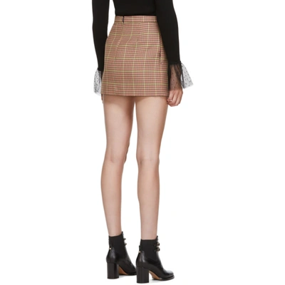 Shop Red Valentino Brown & Pink Houndstooth Skirt In P45 Poudre