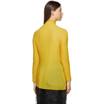 Shop Issey Miyake Yellow Wooly Pleats Turtleneck In 52 Yellow