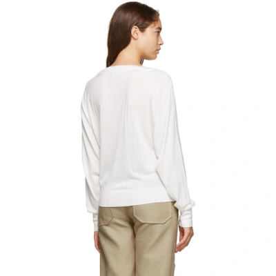 Shop Chloé Chloe Off-white Wool And Silk Lace V-neck Sweater In 109 Powder