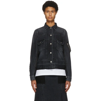 Shop Sacai Black Denim Ma-1 Jacket In 001 Black