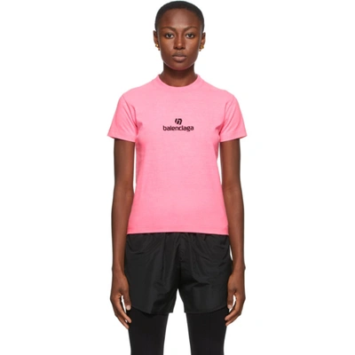 Shop Balenciaga Pink Sponsor Logo T-shirt In 5764 Bubble