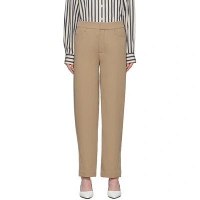 Shop Totême Beige Novara Trousers In 850 Khaki