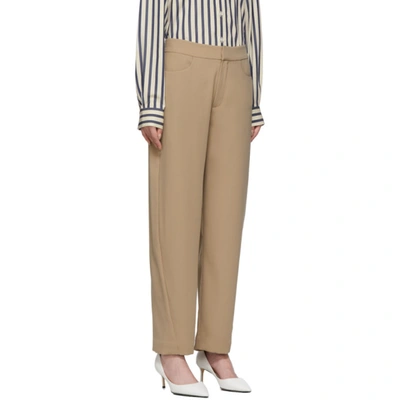 Shop Totême Beige Novara Trousers In 850 Khaki