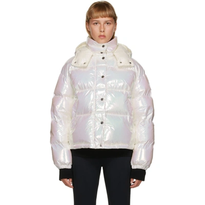 Shop Moncler White Down Iridescent Daos Jacket In 070 Iridesc