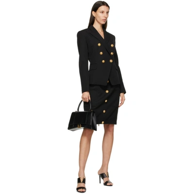 Shop Balmain Black Wool High-waisted Skirt In 0pa Black