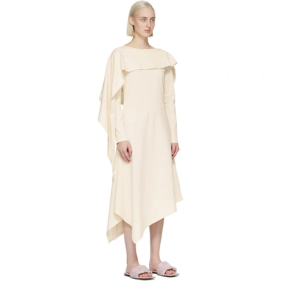 Shop Jw Anderson Off-white Draped Asymmetric Dress In Off White