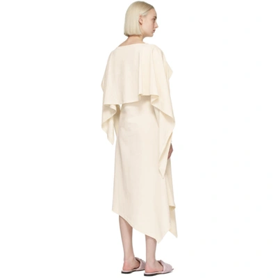 Shop Jw Anderson Off-white Draped Asymmetric Dress In Off White