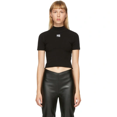 Shop Alexander Wang T Black Logo Patch T-shirt In 001 Black