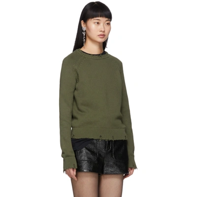 Shop Saint Laurent Khaki Used Knit Sweater In 1340 Kaki