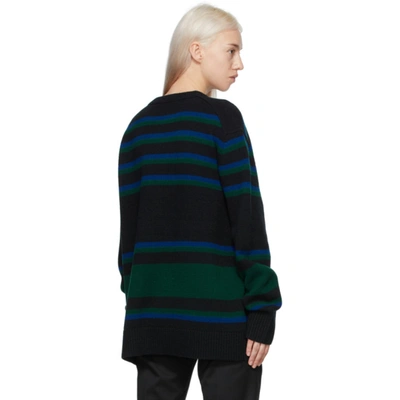 Shop Acne Studios Black & Blue Striped Wool Sweater In Ahj Blackbl