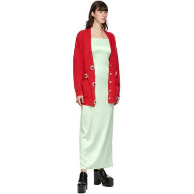 Shop Christopher Kane Red Wool Cardigan In Bright Red