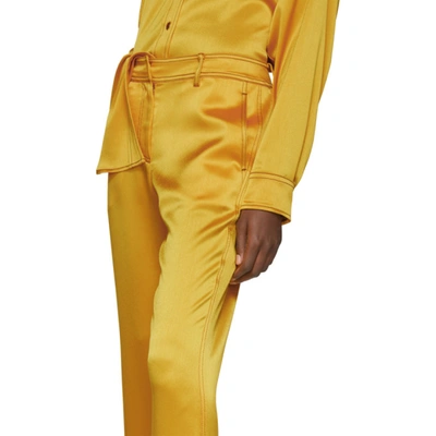 Shop Sies Marjan Yellow Crinkled Satin Willa Trousers In Corn Corn