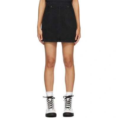 Shop Kenzo Black Denim Miniskirt In 99 Black