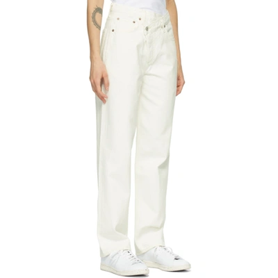 Shop Agolde White Criss Cross Upsized Jeans In Paste