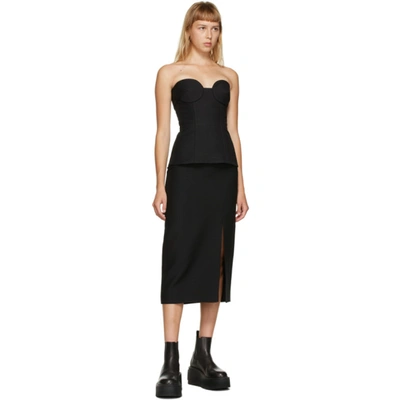 Shop Valentino Black Wool & Silk Crepe Bustier In 0no Black