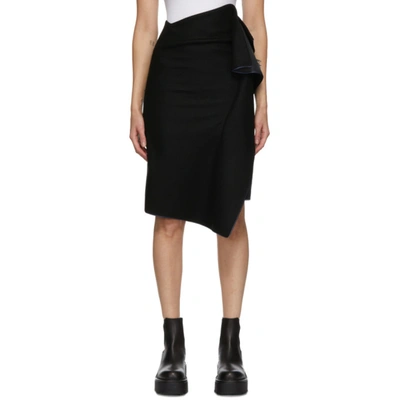 Shop Sacai Black Wool Draped Skirt In 001 Black