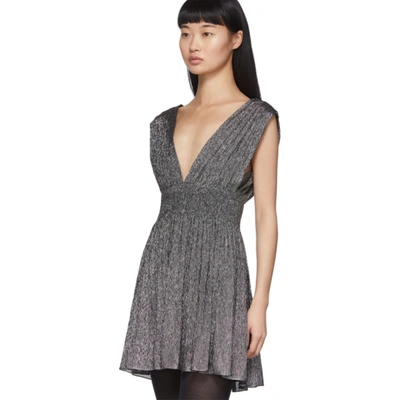 Shop Saint Laurent Silver Lurex Short Dress In 1081 Silver