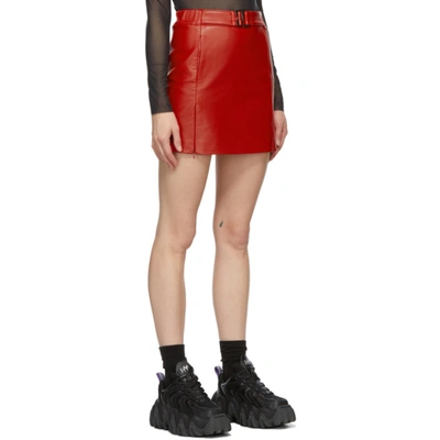 Shop Misbhv Red Faux-leather Miniskirt