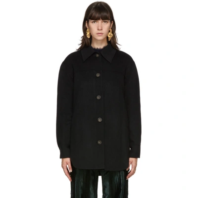 Shop Acne Studios Black Wool Over Shirt Jacket