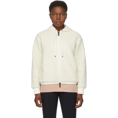 Shop Moncler White Sherpa Sweater In 036 White