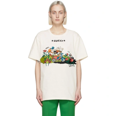 Shop Gucci Off-white Disney Edition Garden Roses Donald Duck T-shirt