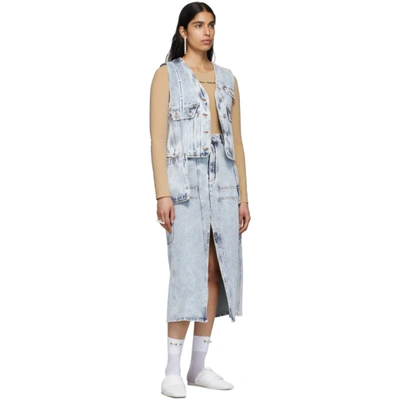 Shop Mm6 Maison Margiela Blue Acid Wash Denim Vest In 961 Blue80s