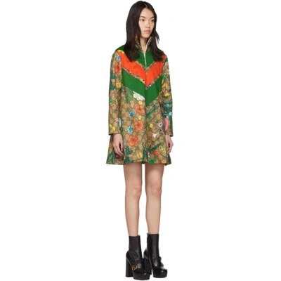 Shop Gucci Brown Gg Supreme Flowers Dress In 2103 Brown