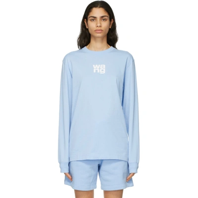 Shop Alexander Wang Blue Puff Logo Long Sleeve T-shirt In 458 Light B