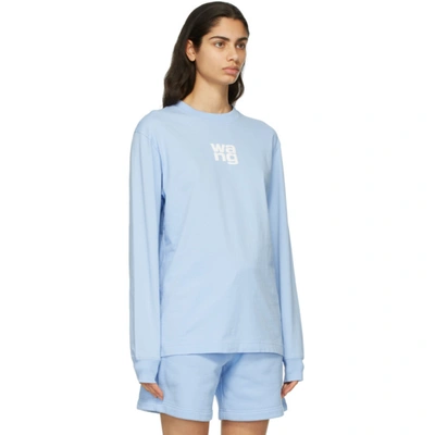 Shop Alexander Wang Blue Puff Logo Long Sleeve T-shirt In 458 Light B