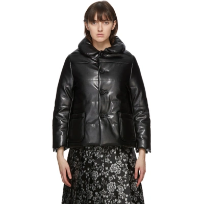 Tricot Comme Des Garcons Black Faux-leather Puffer Jacket In 1 Black |  ModeSens