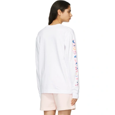 Shop Alexander Wang White Logo Calligraphy Long Sleeve T-shirt In 100 White