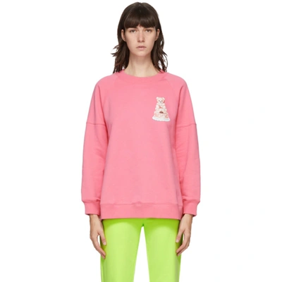 Shop Moschino Pink Teddy Tulle Sweater In V3207 Fucsi